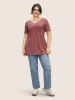 Solid Heather Crew Neck Button Detail T-shirt sold by Bloomchic