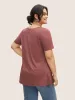Solid Heather Crew Neck Button Detail T-shirt sold by Bloomchic