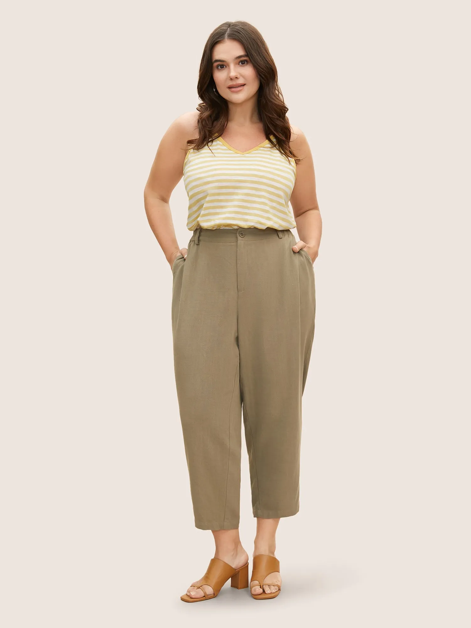 Cotton Contrast Striped Adjustable Straps Cami Top sold by Bloomchic product image thumbnail 2