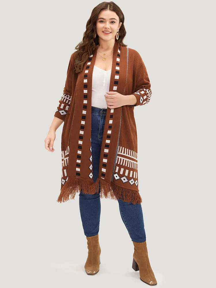 Geometric Tassel Trim Open Front Cardigan sold by Bloomchic product image thumbnail 5