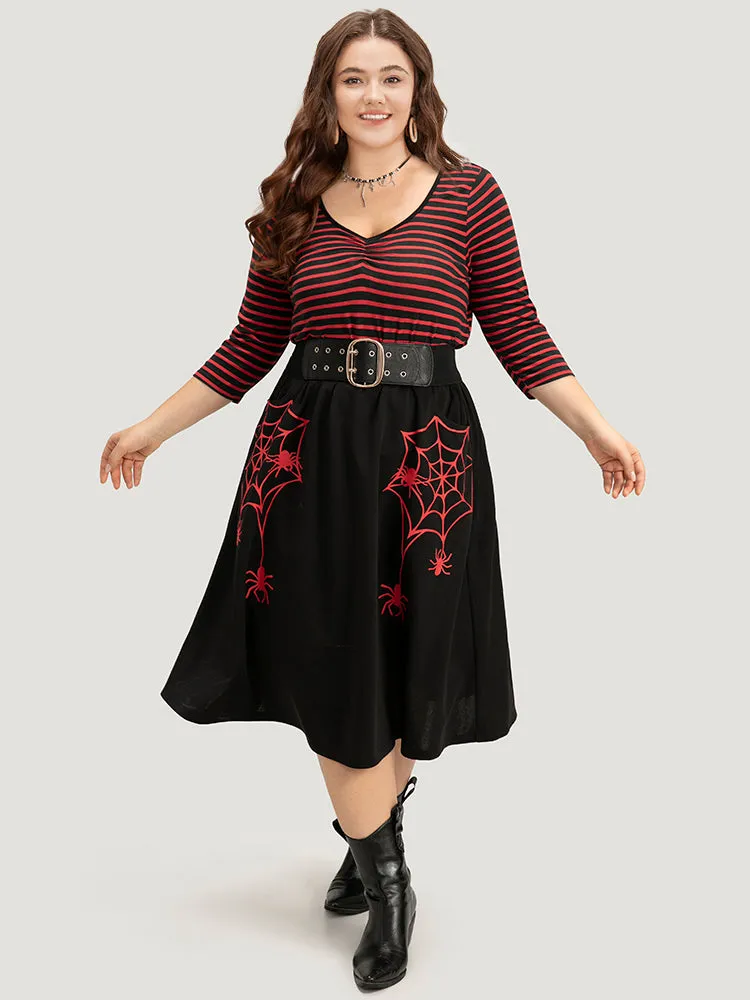 Halloween Striped Two Tone Ruched T-shirt sold by Bloomchic product image thumbnail 3