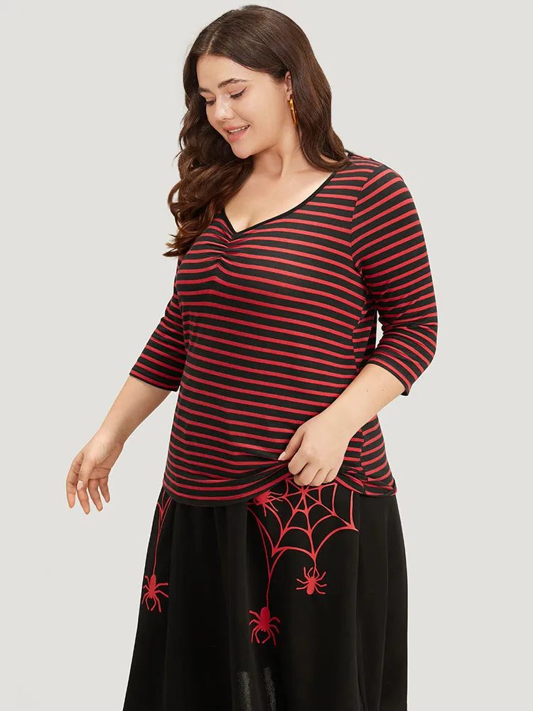 Halloween Striped Two Tone Ruched T-shirt sold by Bloomchic product image thumbnail 4