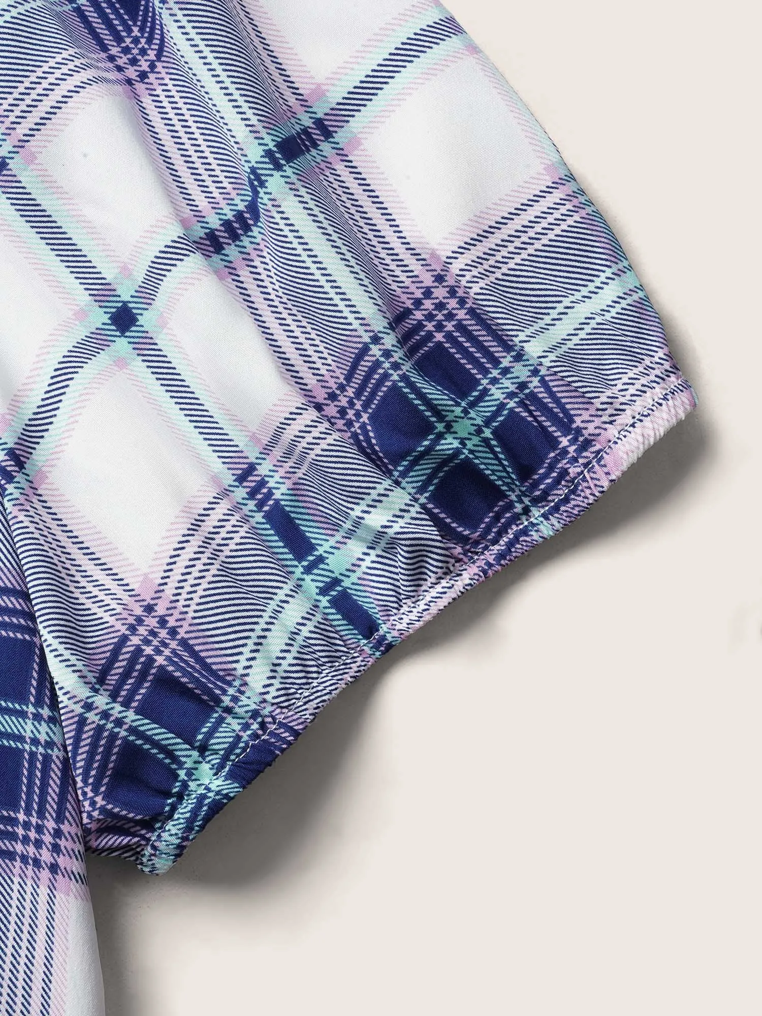 Square Neck Plaid Gathered Puff Sleeve Dress sold by Bloomchic product image thumbnail 5