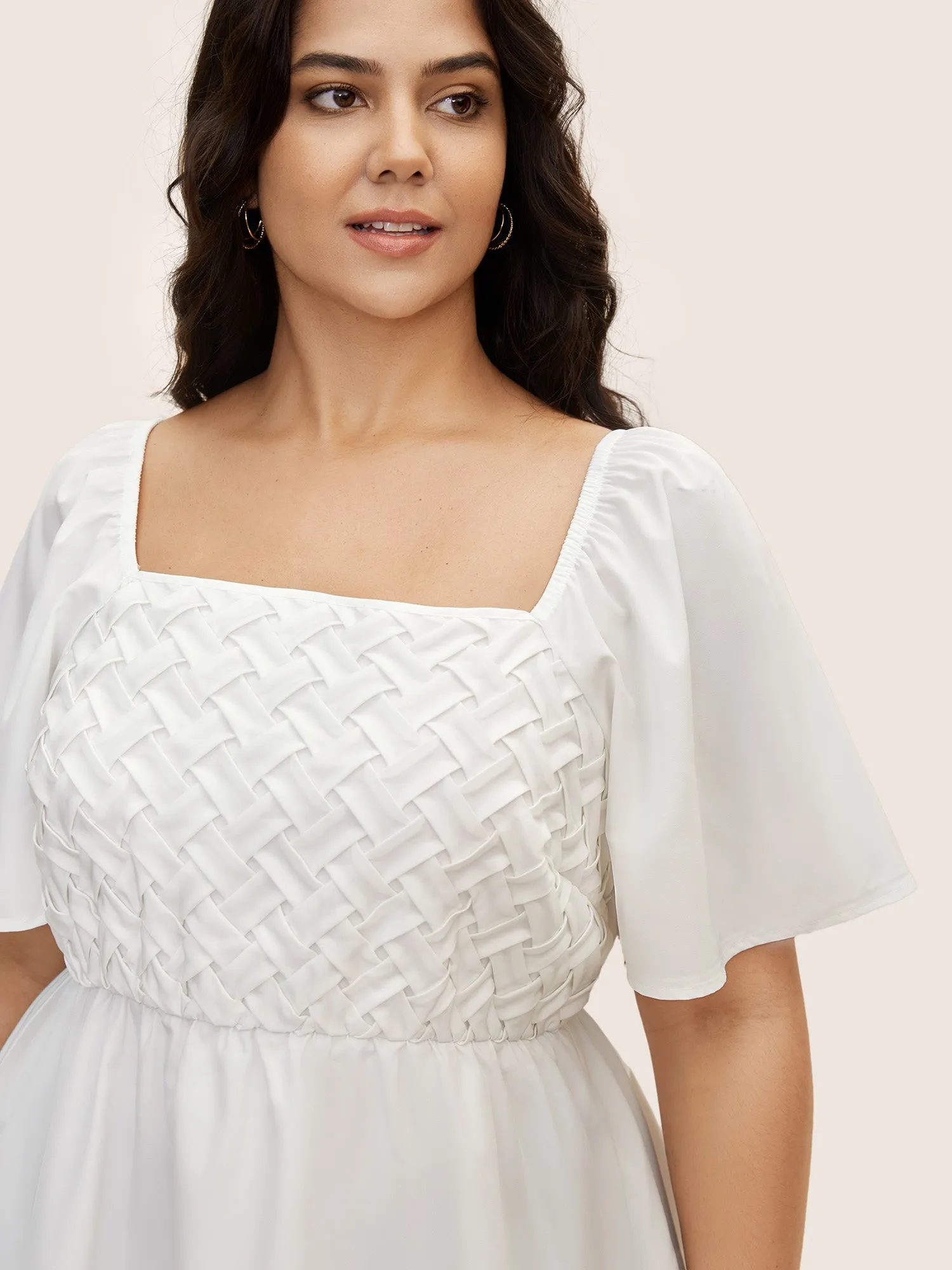 Square Neck Woven Raglan Sleeve Blouse sold by Bloomchic product image thumbnail 3