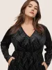 Velvet Rhinestone Pocket Overlap Collar Dress sold by Bloomchic