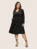 Velvet Rhinestone Pocket Overlap Collar Dress sold by Bloomchic