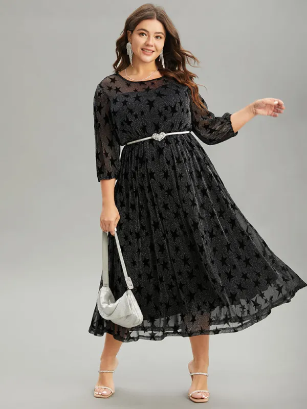 Flocking Star Mesh Elastic Waist Dress sold by Bloomchic