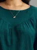 Plain Textured Shirred Gathered Blouse sold by Bloomchic