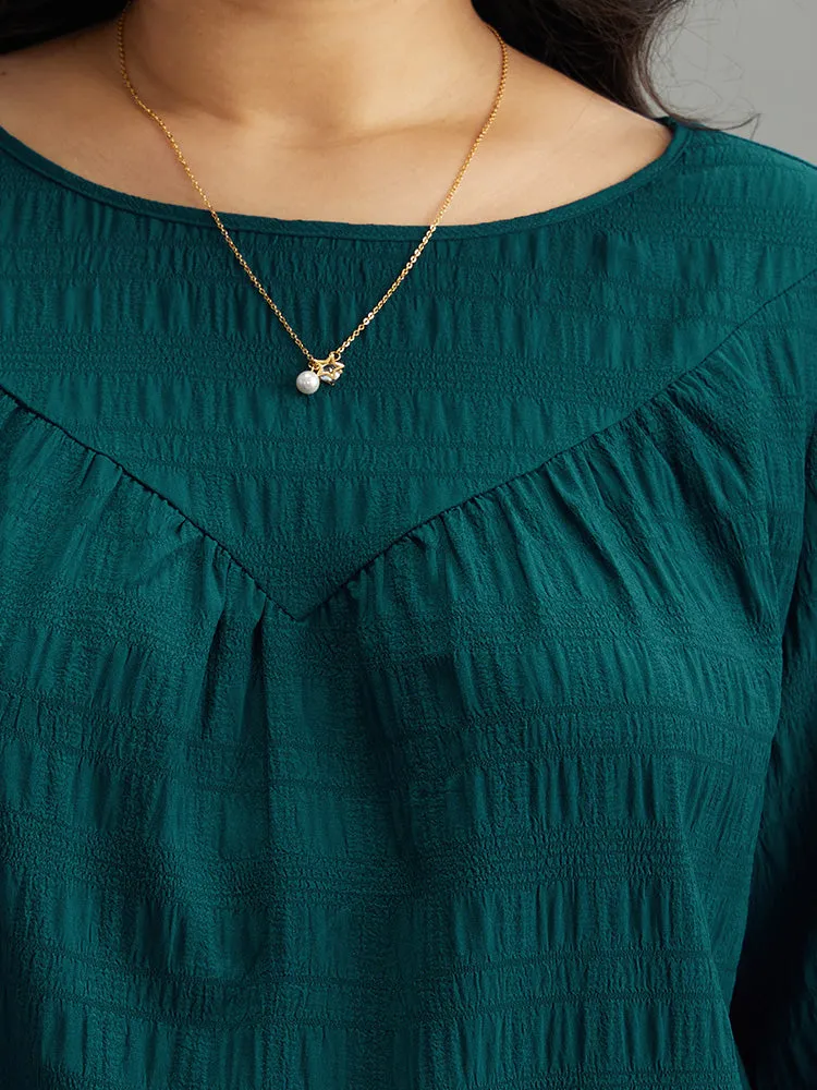 Plain Textured Shirred Gathered Blouse sold by Bloomchic product image thumbnail 5