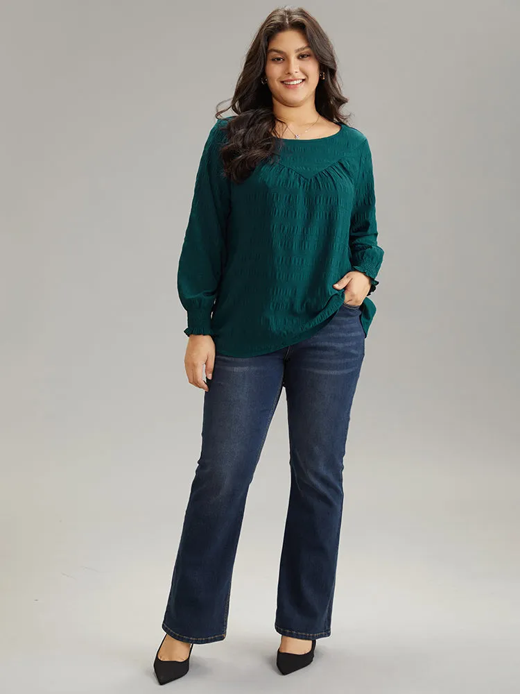 Plain Textured Shirred Gathered Blouse sold by Bloomchic product image thumbnail 3