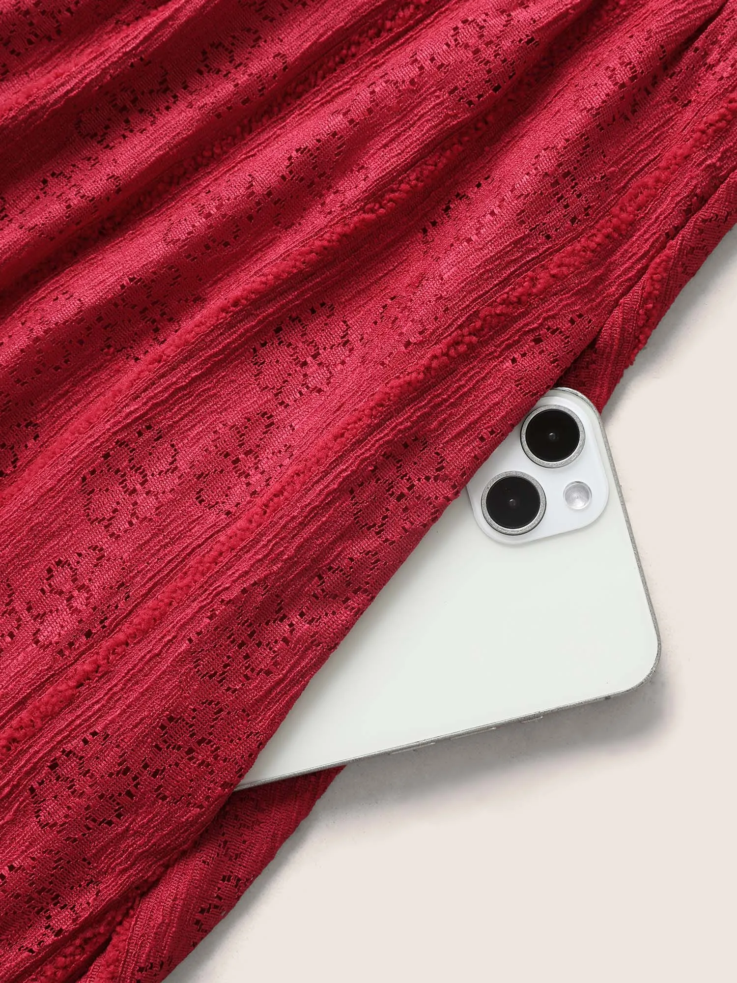 Lace Panel Wrap Ruffle Cap Sleeve Dress sold by Bloomchic product image thumbnail 5