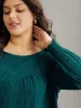Plain Textured Shirred Gathered Blouse sold by Bloomchic