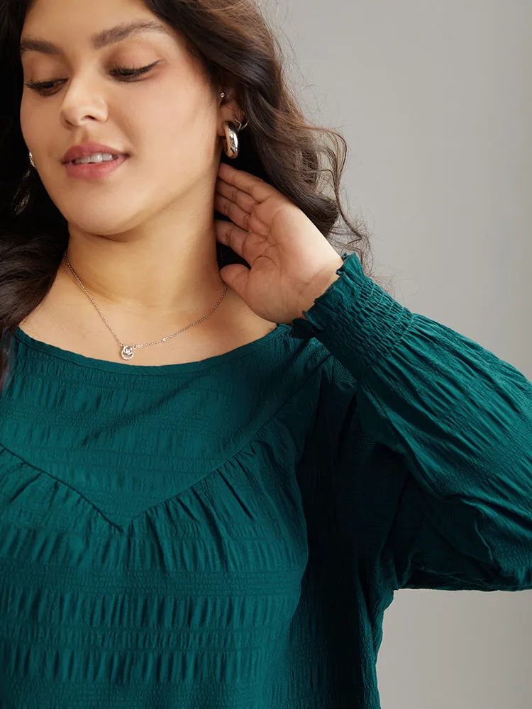 Plain Textured Shirred Gathered Blouse sold by Bloomchic product image thumbnail 4