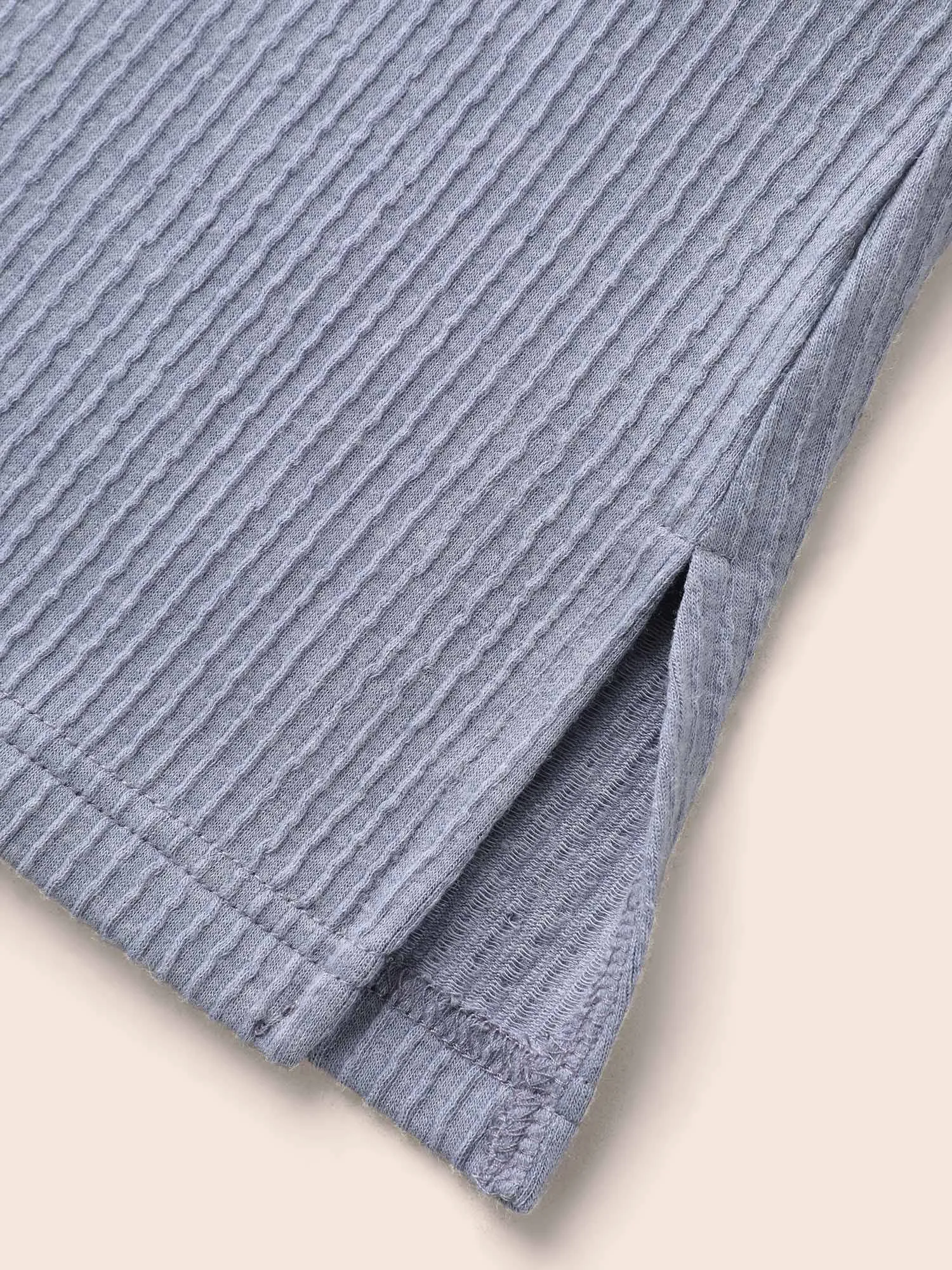 Plain Textured Split Hem T-shirt sold by Bloomchic product image thumbnail 5