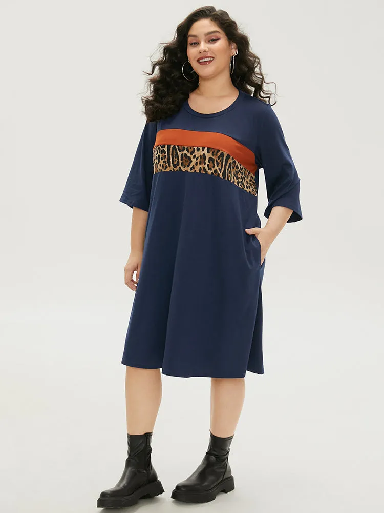 Supersoft Essentials Leopard Patchwork Colorblock Dress sold by Bloomchic product image thumbnail 3