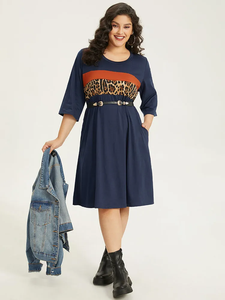 Supersoft Essentials Leopard Patchwork Colorblock Dress sold by Bloomchic product image thumbnail 4