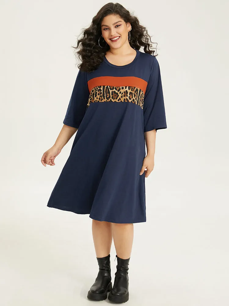 Supersoft Essentials Leopard Patchwork Colorblock Dress sold by Bloomchic