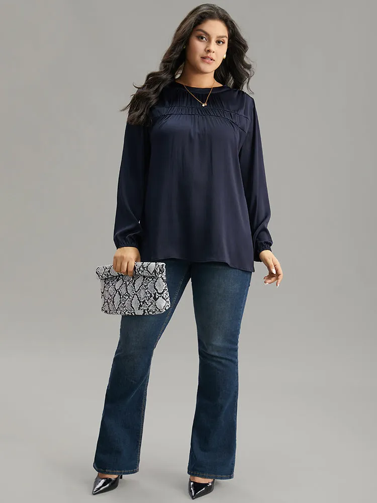 Static-Free Plain Gathered Blouse sold by Bloomchic product image thumbnail 4