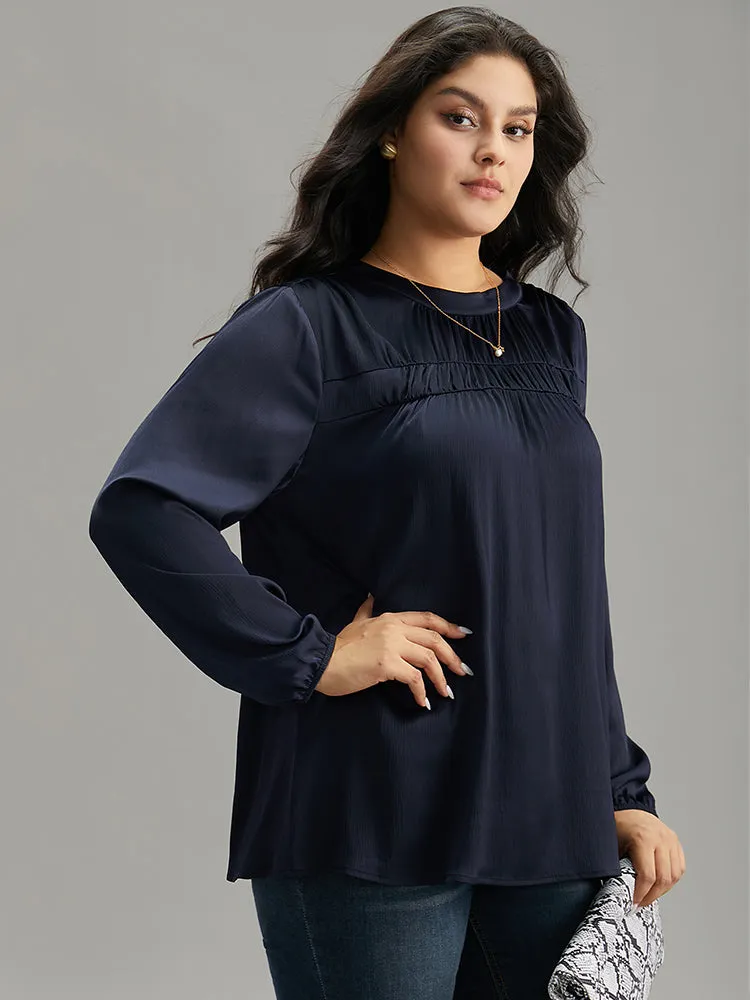 Static-Free Plain Gathered Blouse sold by Bloomchic product image thumbnail 3