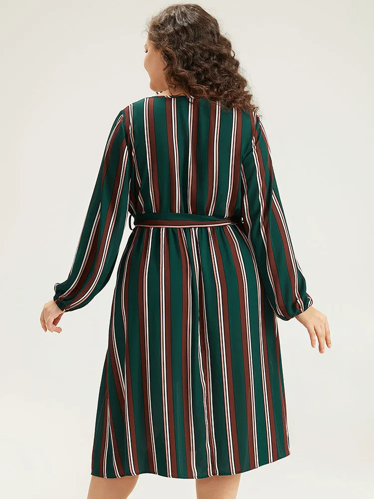 Striped Contrast Crew Neck Belted Dress sold by Bloomchic product image thumbnail 4