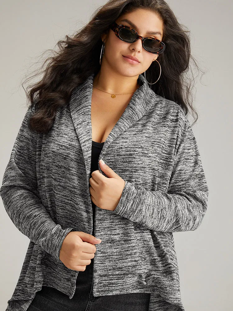 Supersoft Essentials Solid Heather Asymmetrical Hem Kimono sold by Bloomchic