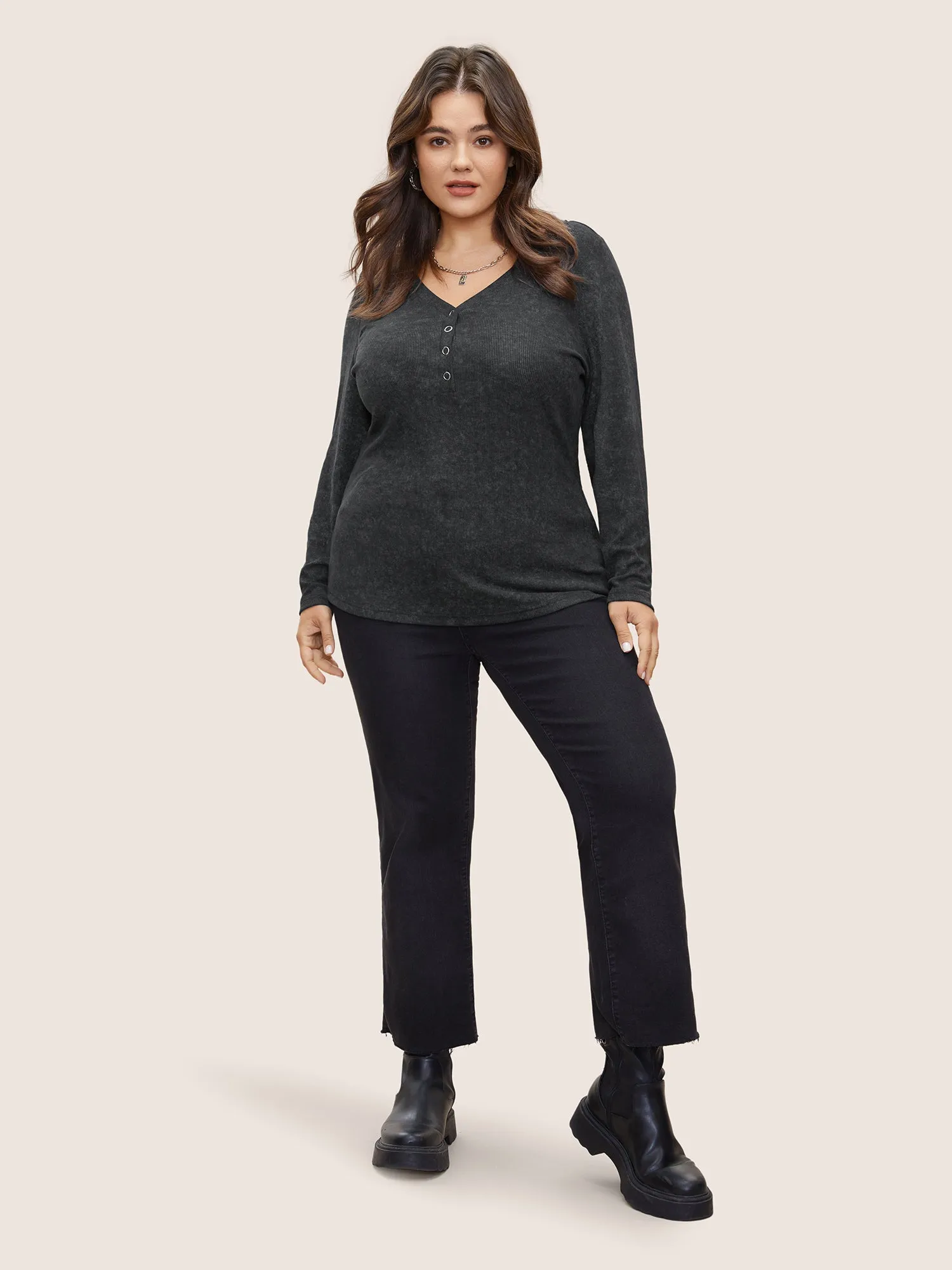 Vintage Textured Button Up T-shirt sold by Bloomchic product image thumbnail 3