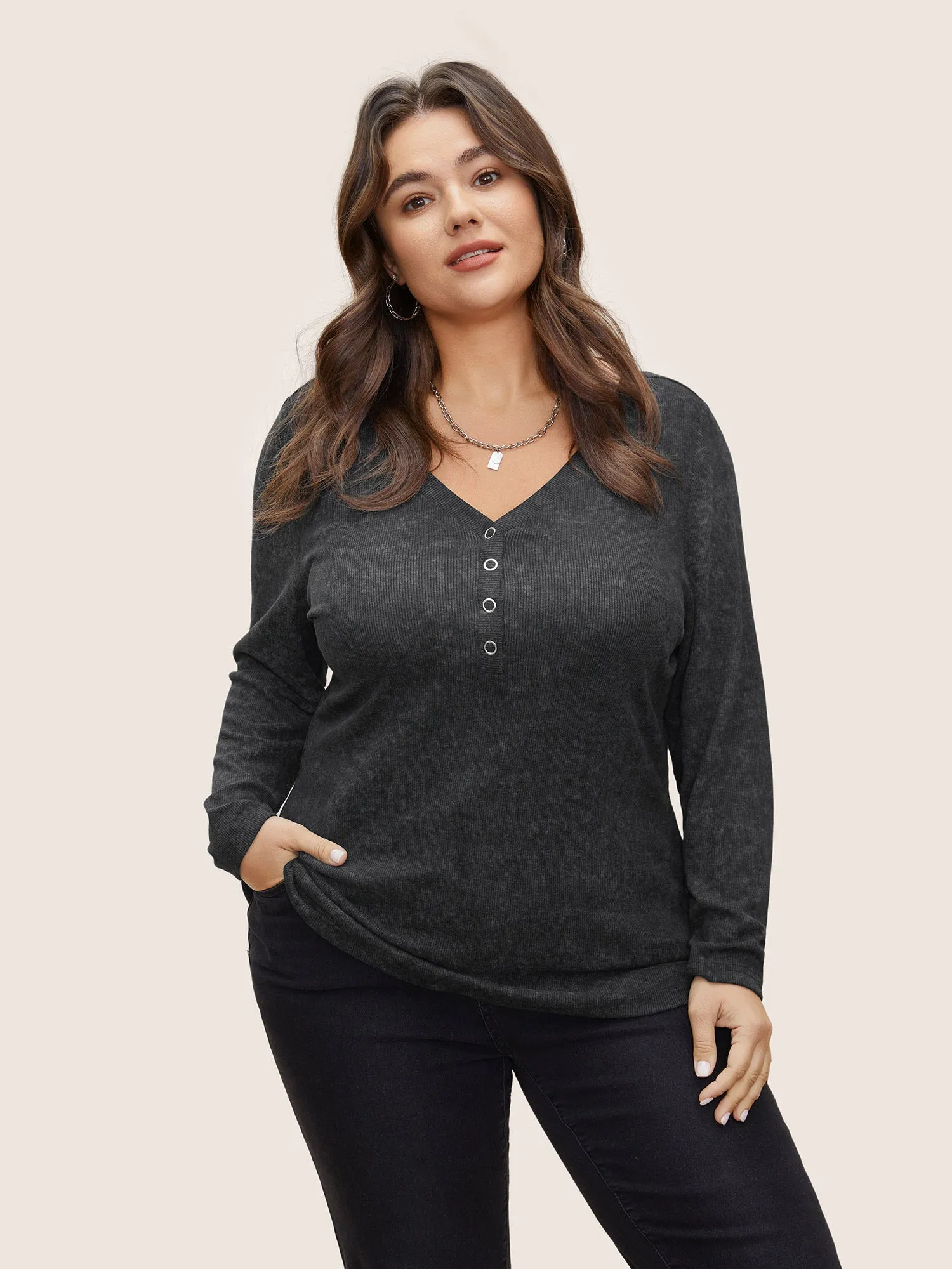 Vintage Textured Button Up T-shirt sold by Bloomchic