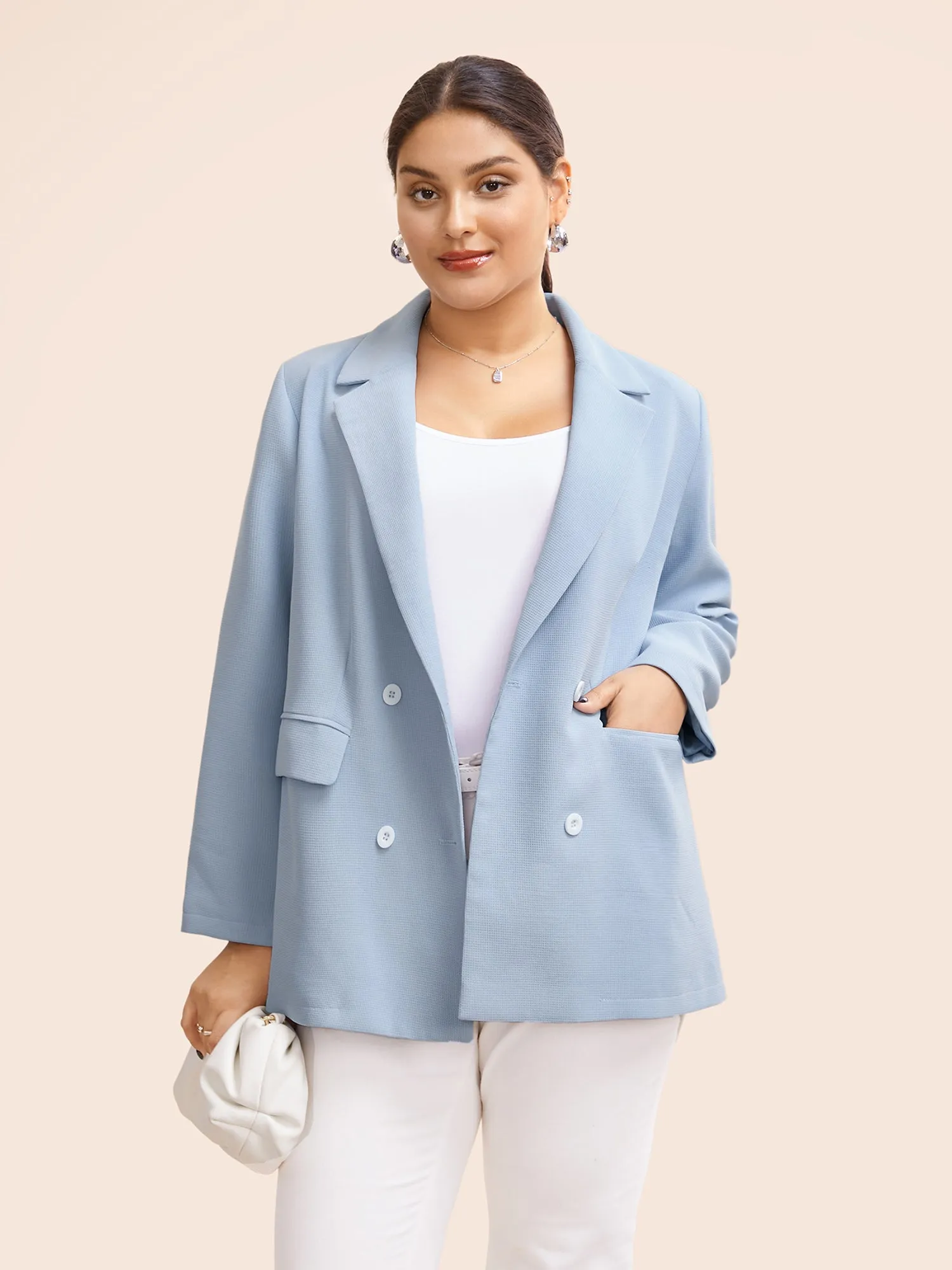 Suit Collar Flap Pocket Back Slit Blazer sold by Bloomchic product image thumbnail 2