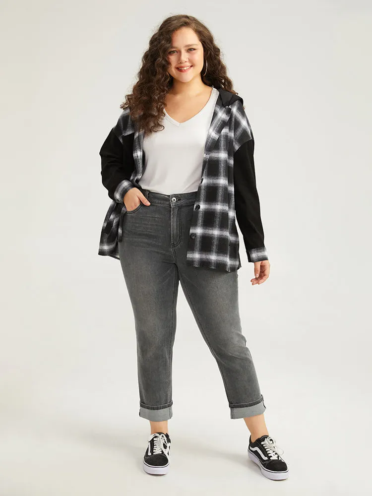 Solid Roll Hem Black Wash Jeans sold by Bloomchic product image thumbnail 3