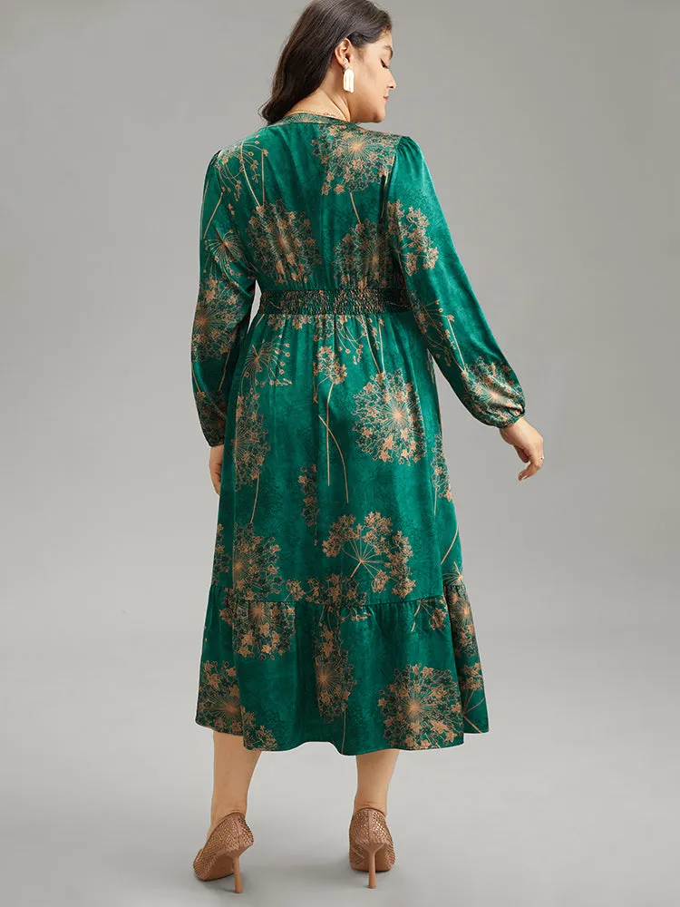 Floral Notched Pocket Shirred Layered Hem Dress sold by Bloomchic product image thumbnail 2