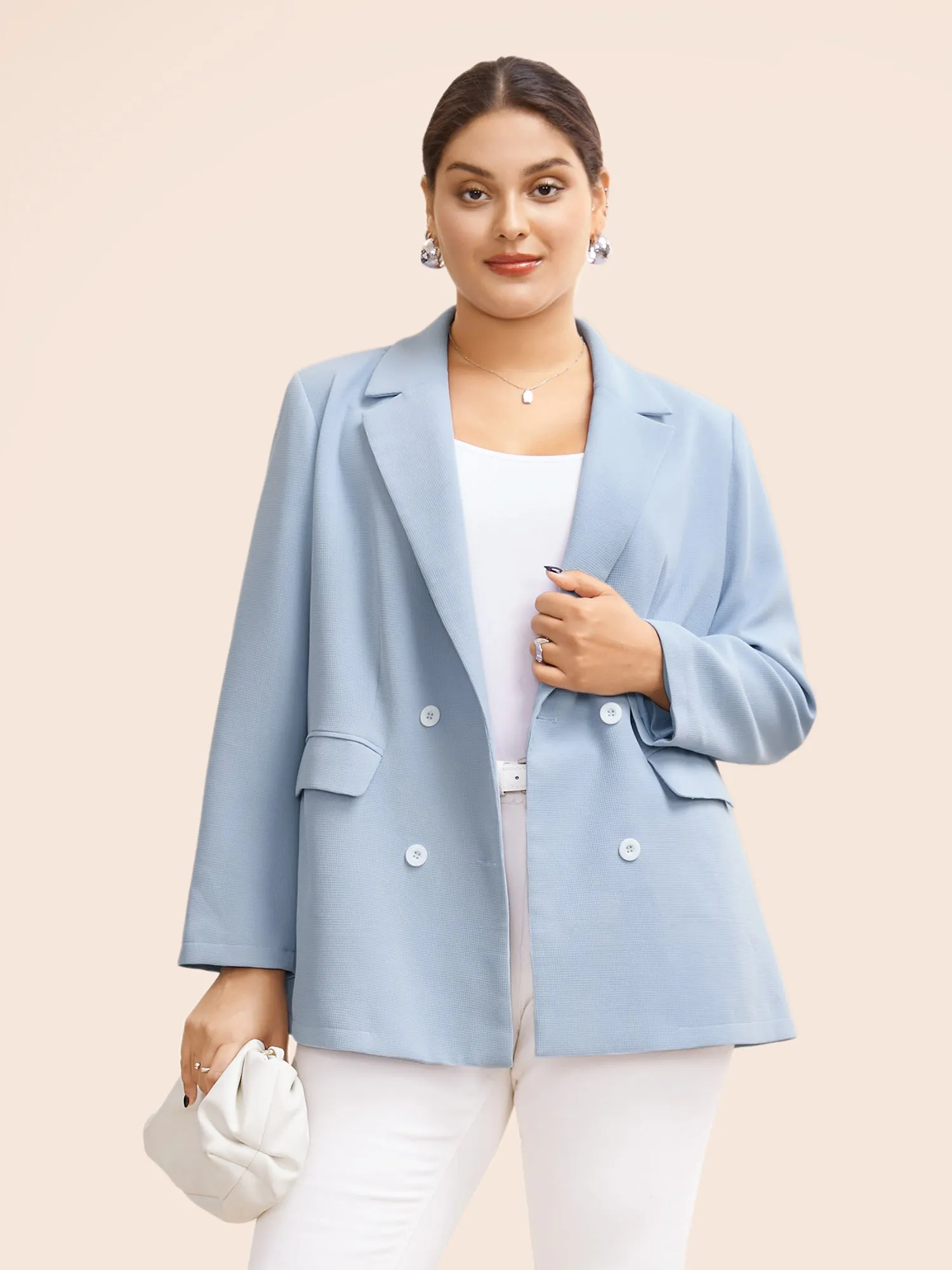Suit Collar Flap Pocket Back Slit Blazer sold by Bloomchic