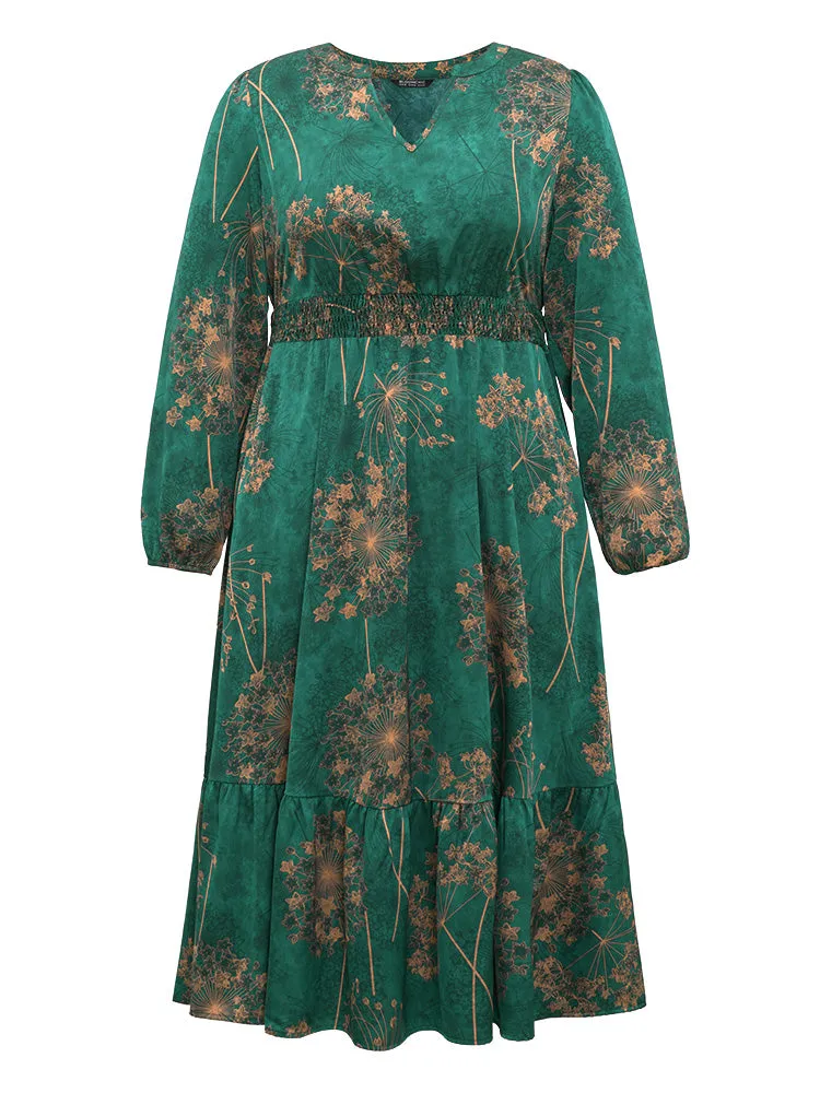 Floral Notched Pocket Shirred Layered Hem Dress sold by Bloomchic product image thumbnail 5