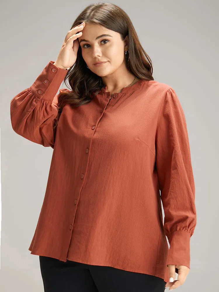 Plain Gathered Button Up Blouse sold by Bloomchic product image thumbnail 3