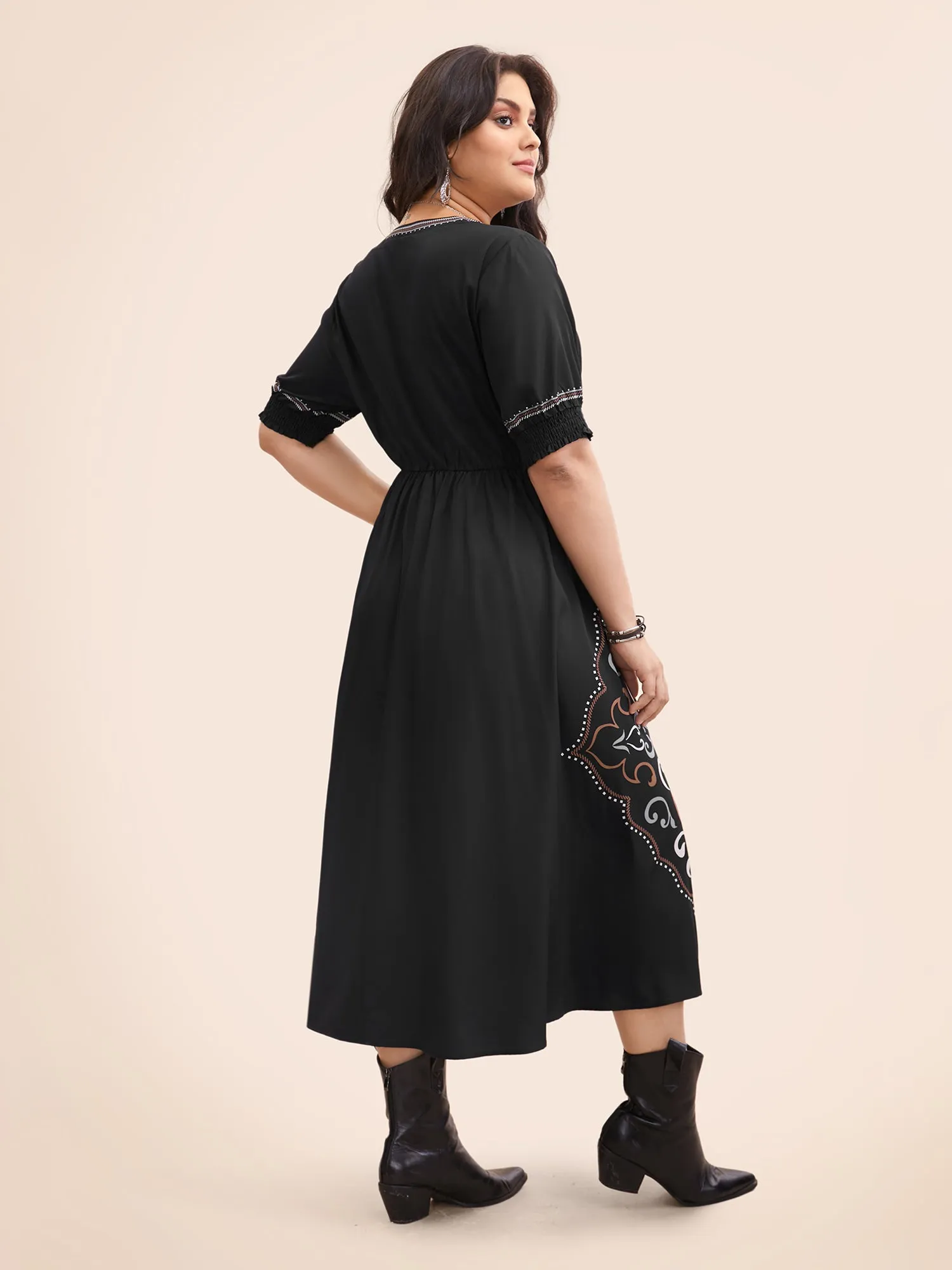 Rodeo Print Split Neck Midi Dress sold by Bloomchic product image thumbnail 4