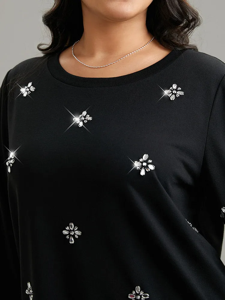 Beaded Floral Elastic Cuffs Sweatshirt sold by Bloomchic product image thumbnail 2