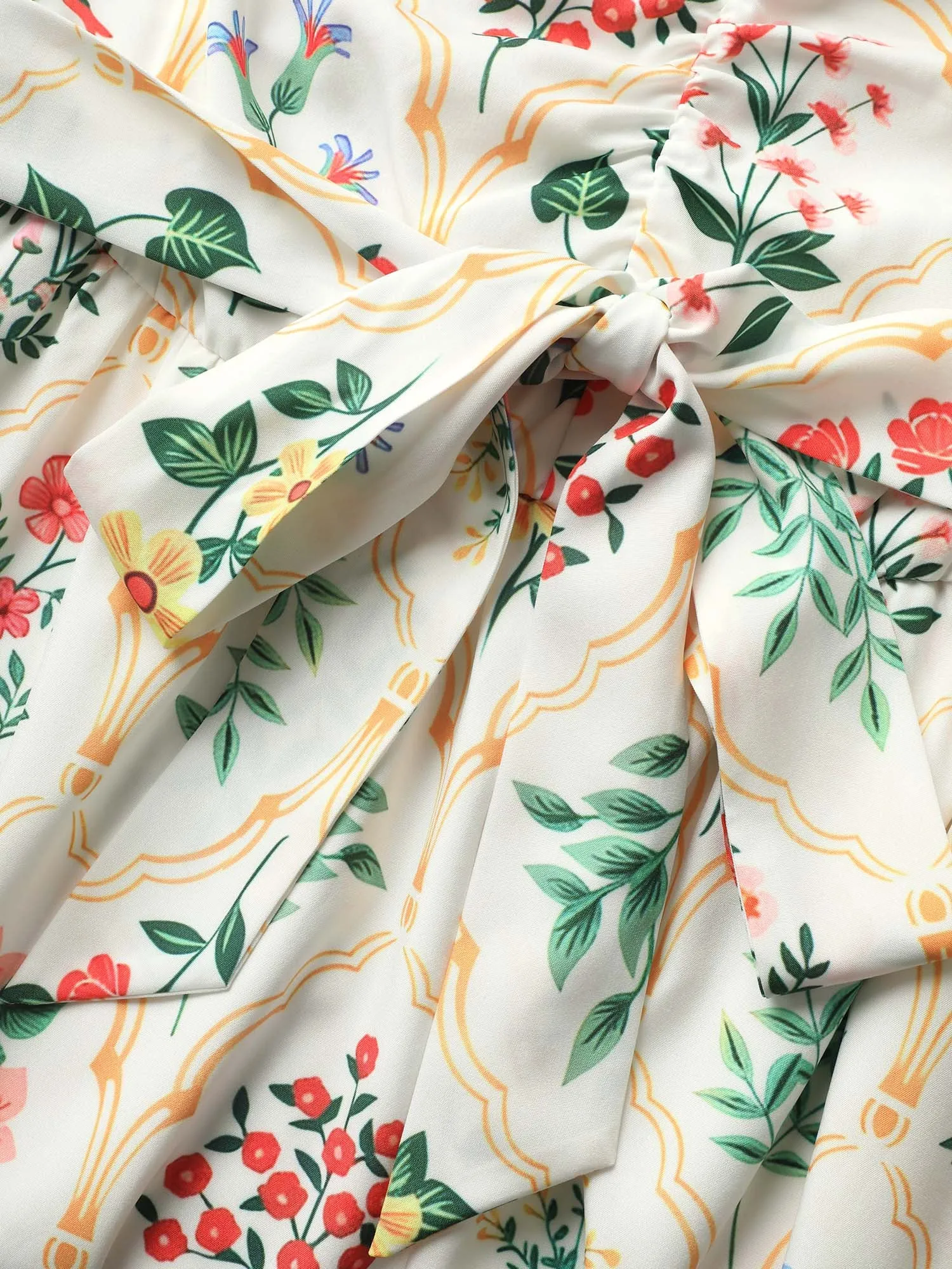 Square Neck Floral Frill Trim Gathered Dress sold by Bloomchic product image thumbnail 5