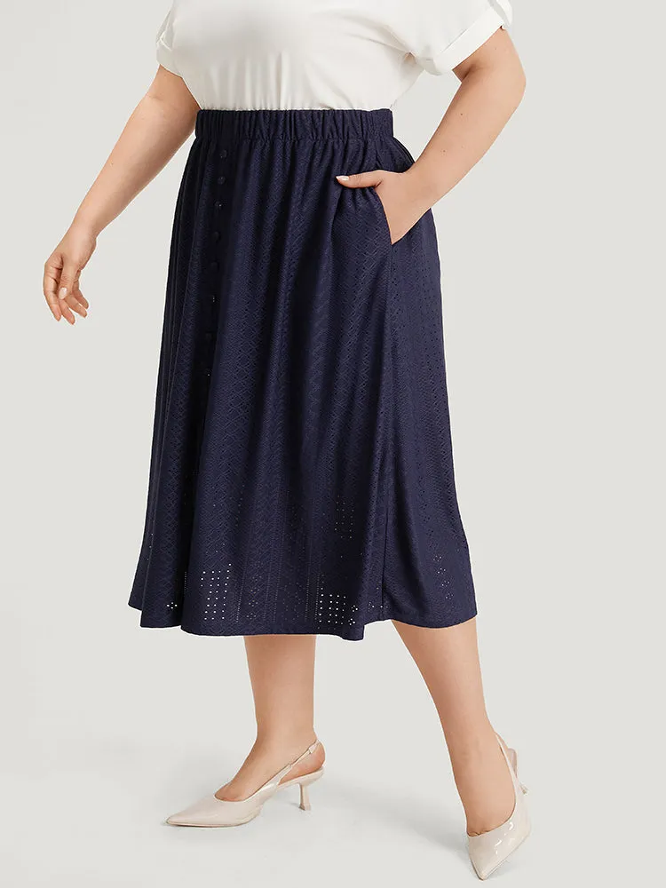 Plain Elastic Waist Split Front Cropped Skirt sold by Bloomchic product image thumbnail 2