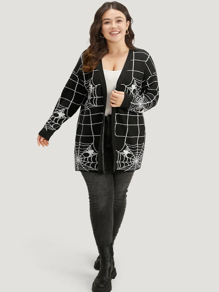 Halloween Supersoft Essentials Spider Web Print Open Front Cardigan sold by Bloomchic product image thumbnail 5