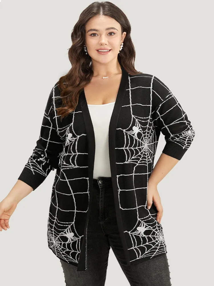 Halloween Supersoft Essentials Spider Web Print Open Front Cardigan sold by Bloomchic product image thumbnail 3