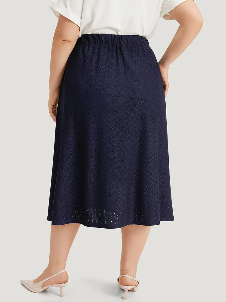 Plain Elastic Waist Split Front Cropped Skirt sold by Bloomchic product image thumbnail 4