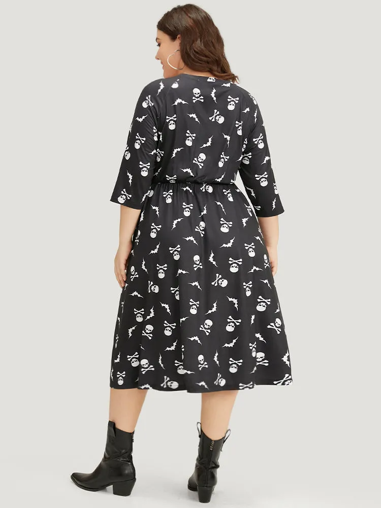 Halloween Skull Print Pocket Button Through Dress sold by Bloomchic product image thumbnail 3
