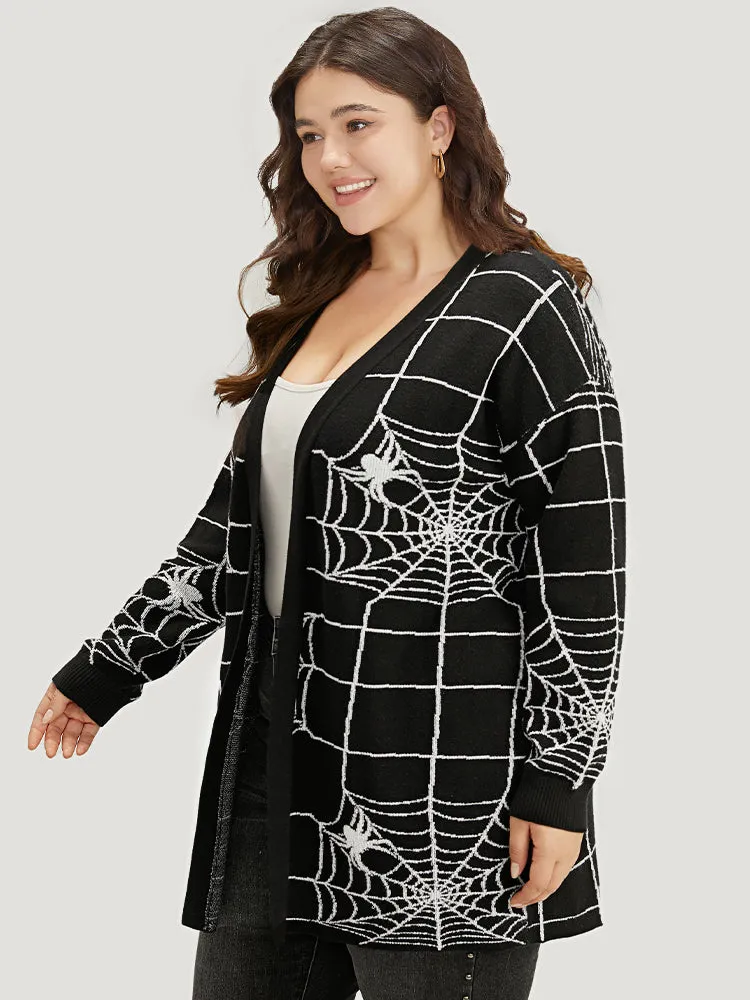 Halloween Supersoft Essentials Spider Web Print Open Front Cardigan sold by Bloomchic product image thumbnail 4