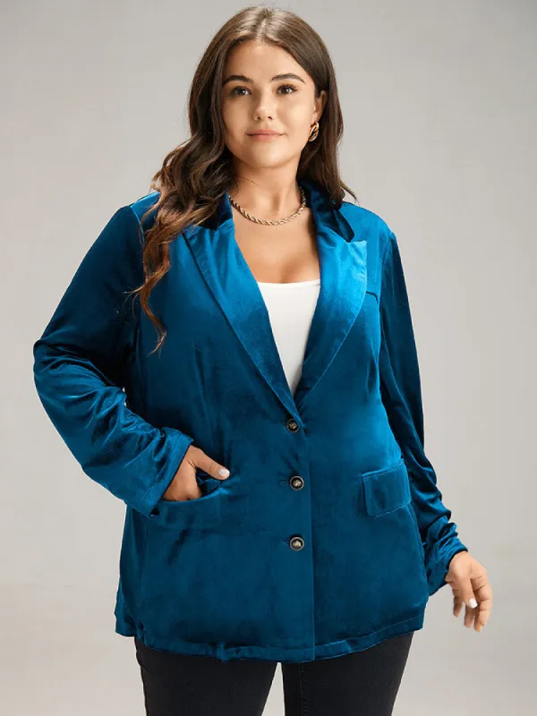 Plain Button Fly Flap Pocket Blazer sold by Bloomchic