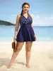 Polka Dot Patchwork Split Side Swim Dress sold by Bloomchic