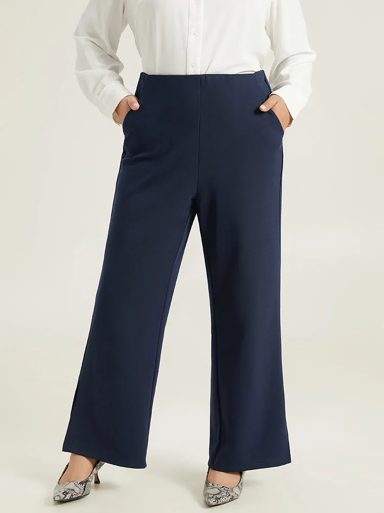 Solid Split Side Elastic Waist Pants sold by Bloomchic