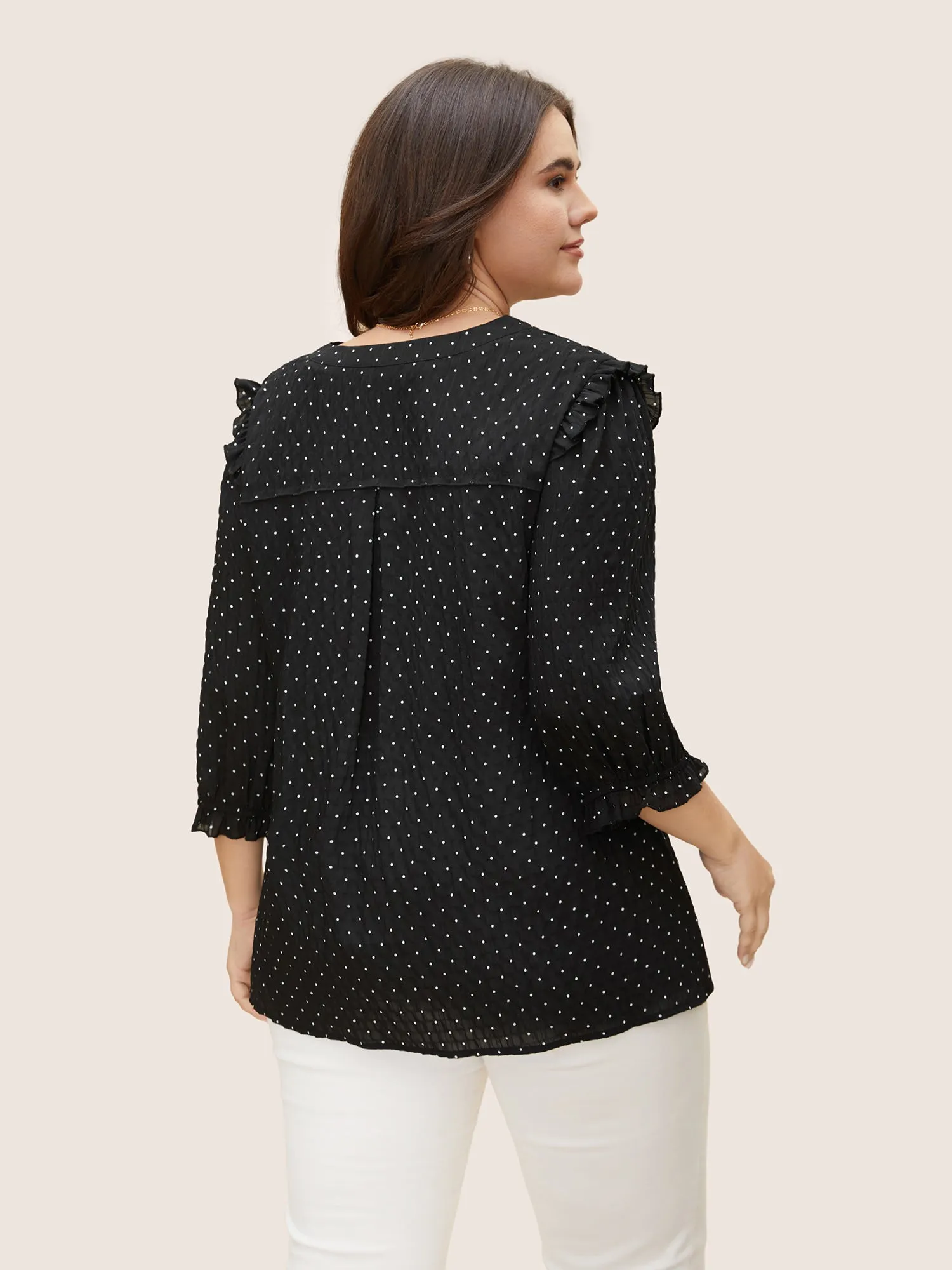 Ruffled Shoulders Embroided Blouse sold by Bloomchic product image thumbnail 5