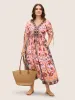 Boho Print V Neck Drawstring Dress sold by Bloomchic