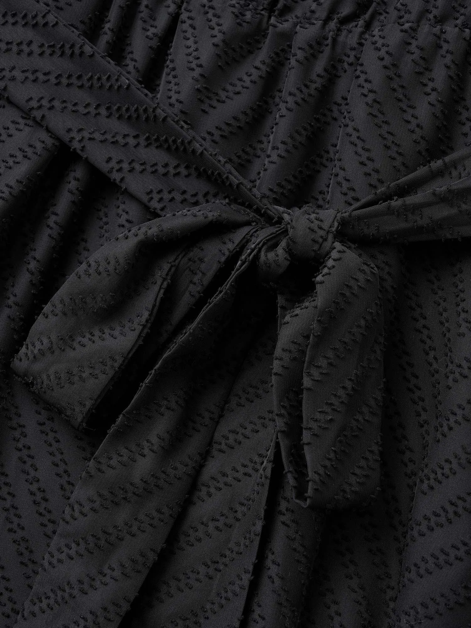 Solid Geometric Pocket Mesh Lantern Sleeve Belted Dress sold by Bloomchic product image thumbnail 5