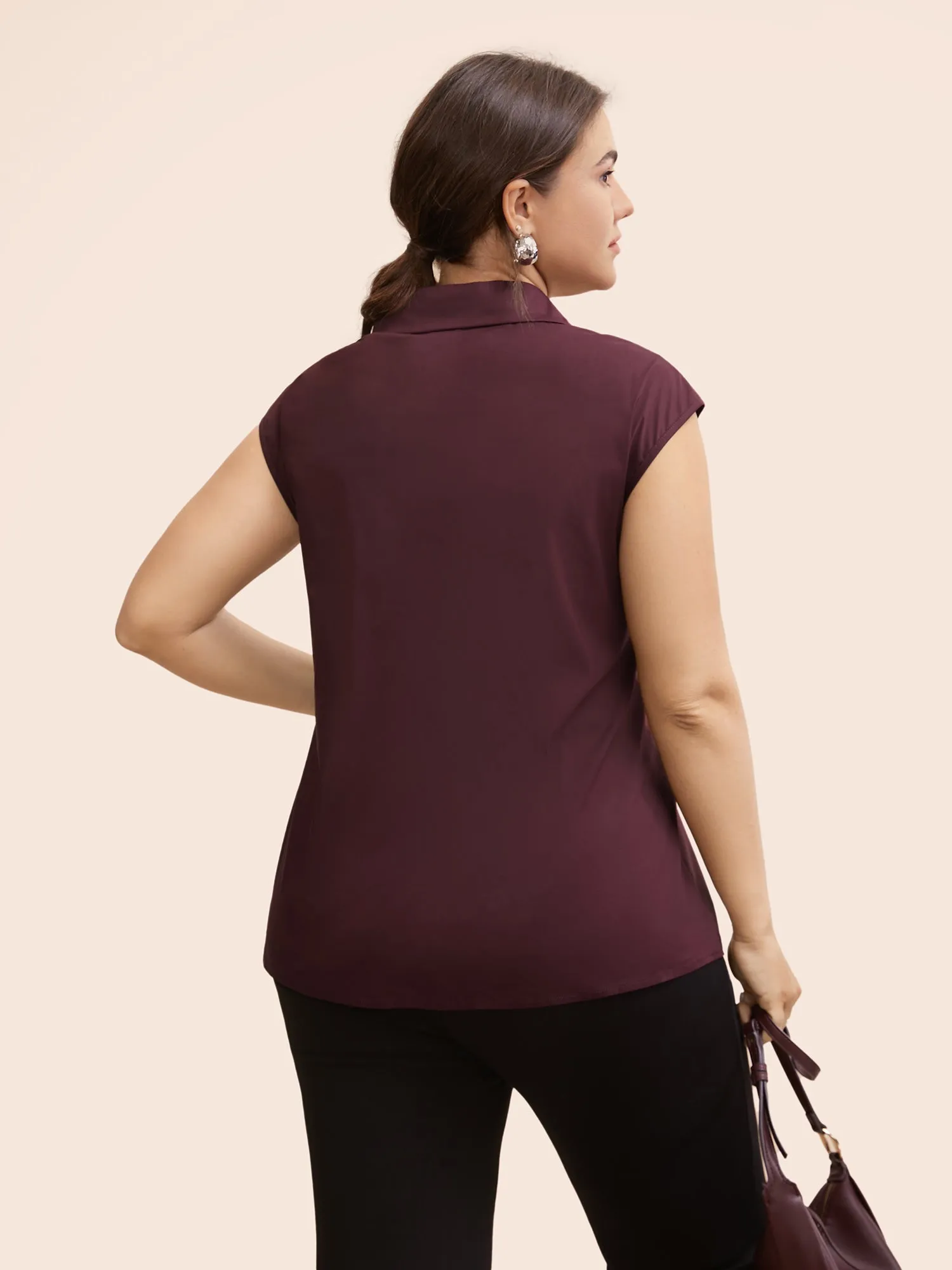 Stretch Woven Princess Seams Offsleeves Blouse sold by Bloomchic product image thumbnail 4