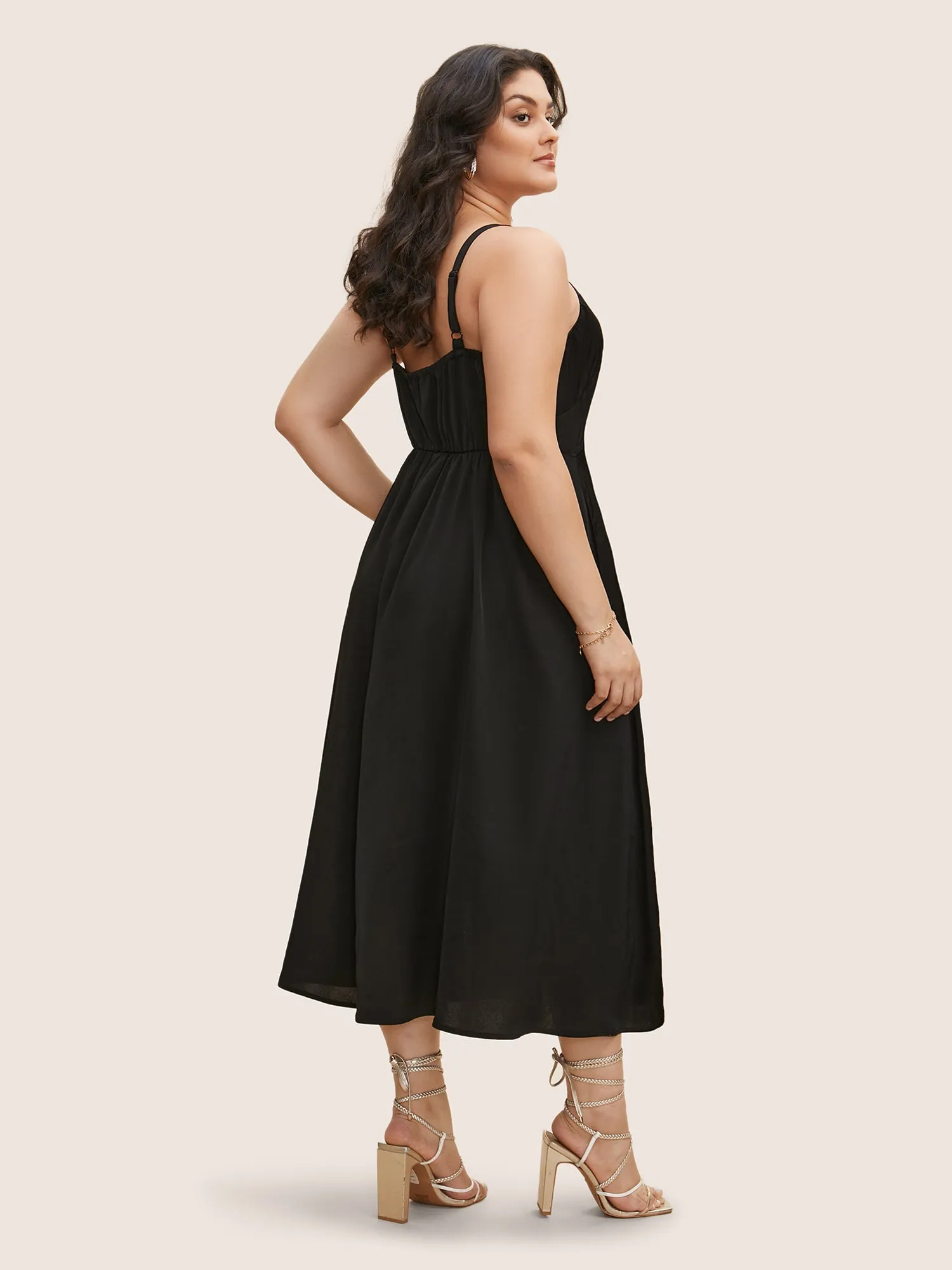 Crochet Lace Mesh Ruched Cami Dress sold by Bloomchic product image thumbnail 4